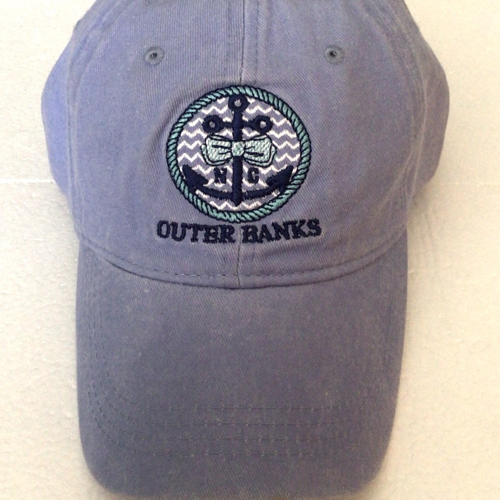 NWOT Sky Blue Outer Banks Anchor with a Bow Adjustable Velcro Baseball Hat